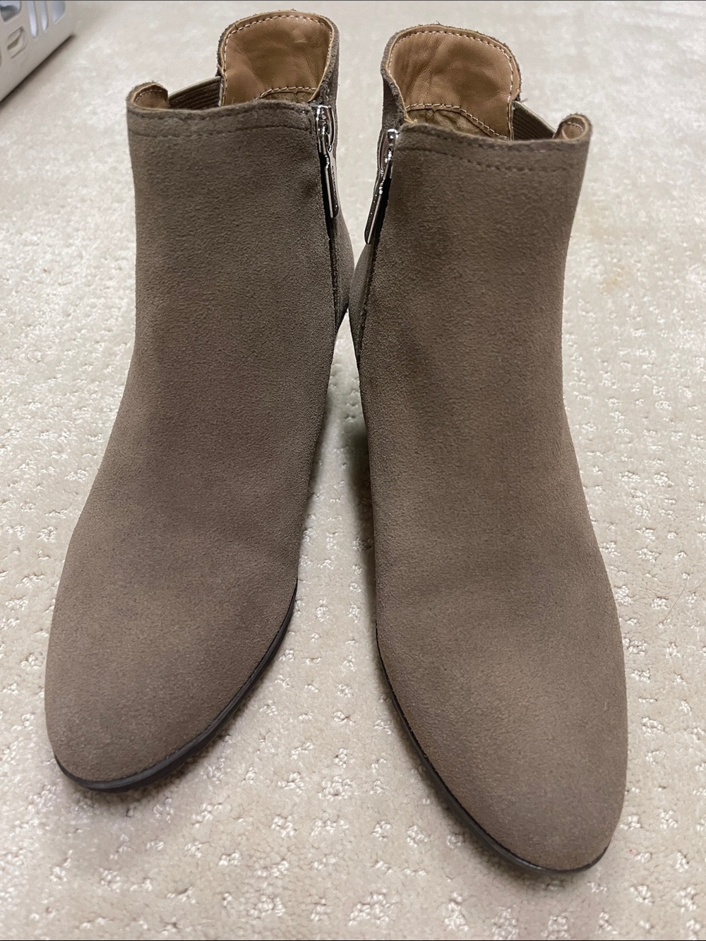 Blondo Taupe Suede Ankle Booties with Side Zip